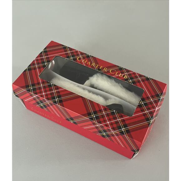 Chart Club Slippers Womens 6 Leather & Faux Fur Slip On Mocs Navy Blue - Picture 9 of 9